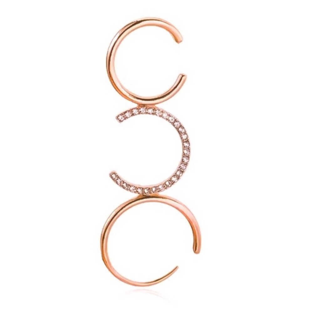 ⚜️𝟯𝟬%𝗢𝗙𝗙 𝗯𝘂𝗻𝗱𝗹𝗲𝘀 𝟯+⚜️ NEW Rhinestone 3 Circle Crawler Earring - Picture 10 of 12
